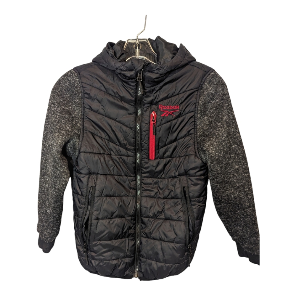 Reebok black/red puffer jacket.  Kids size small  (8). Zippered pockets.